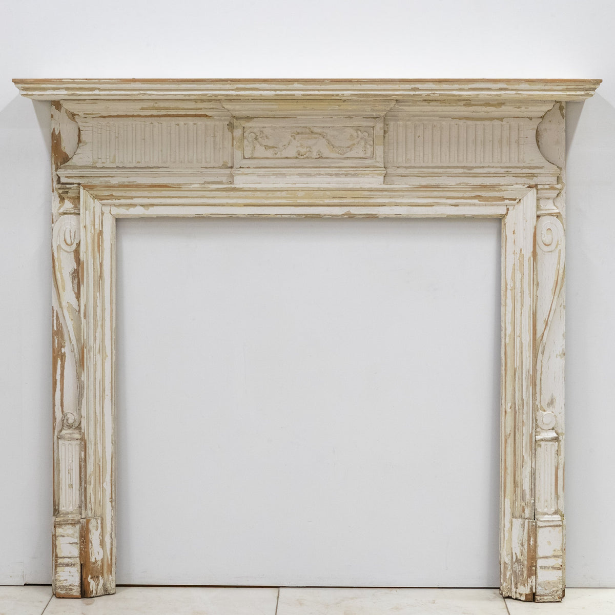 Large Antique Wooden Fireplace Surround