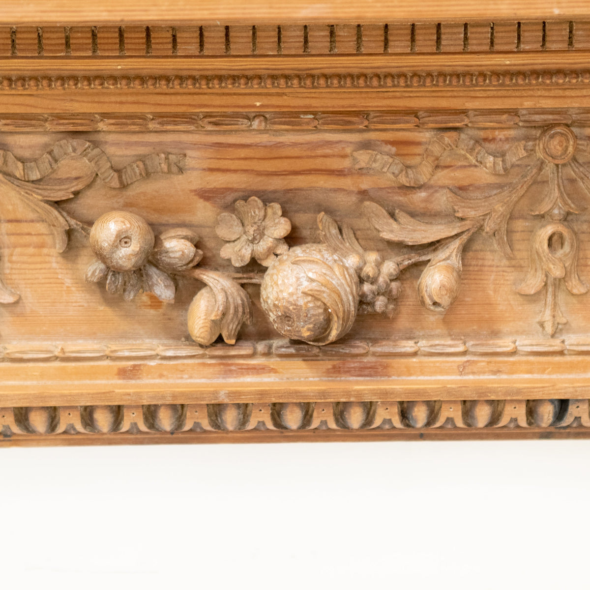 Antique Deeply Carved Wooden Fireplace Surround