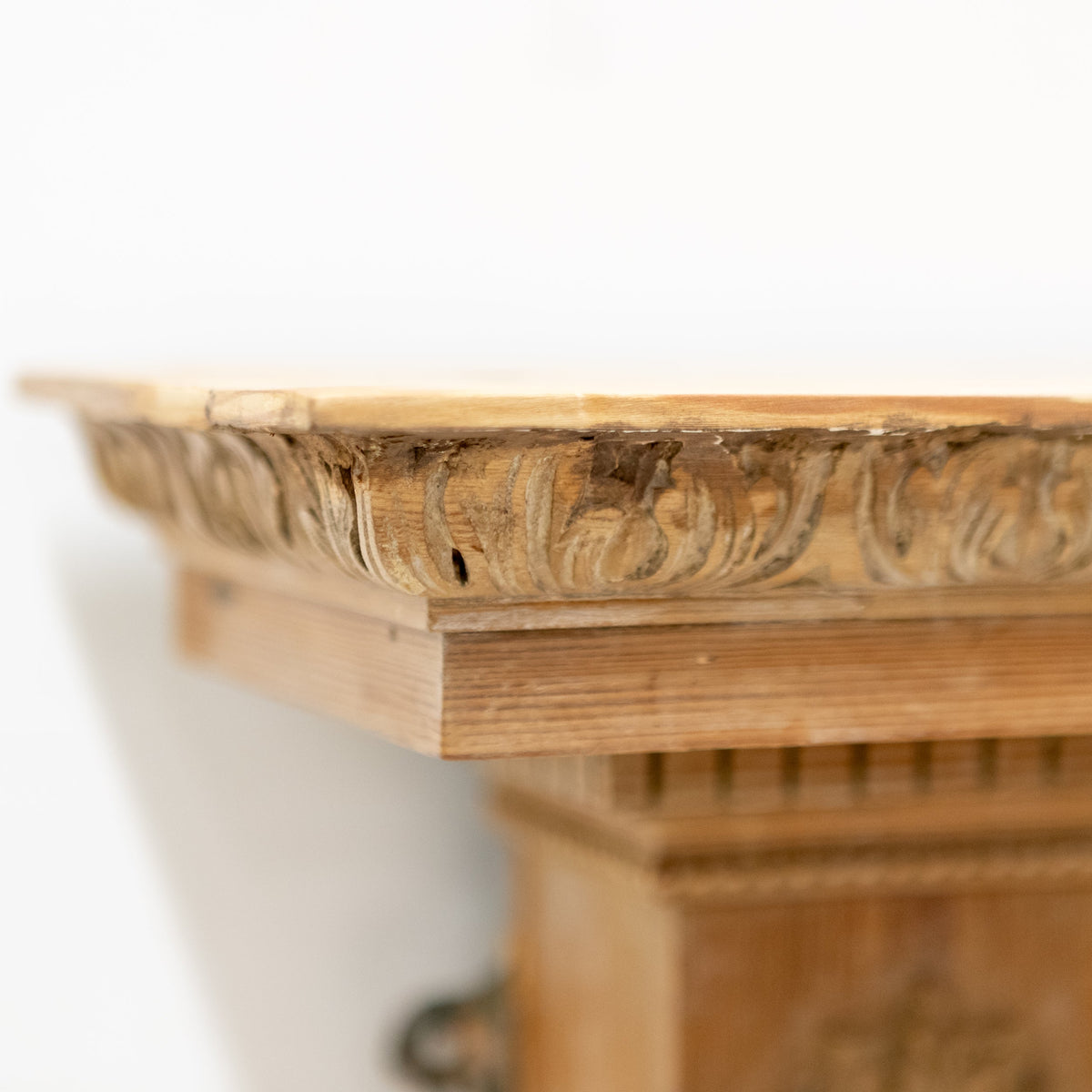 Antique Deeply Carved Wooden Fireplace Surround