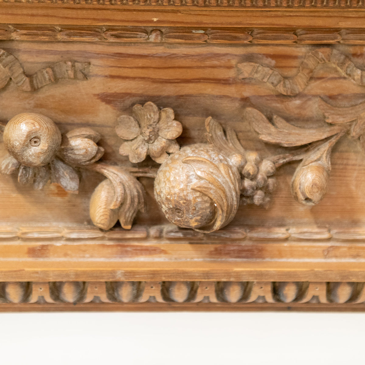 Antique Deeply Carved Wooden Fireplace Surround