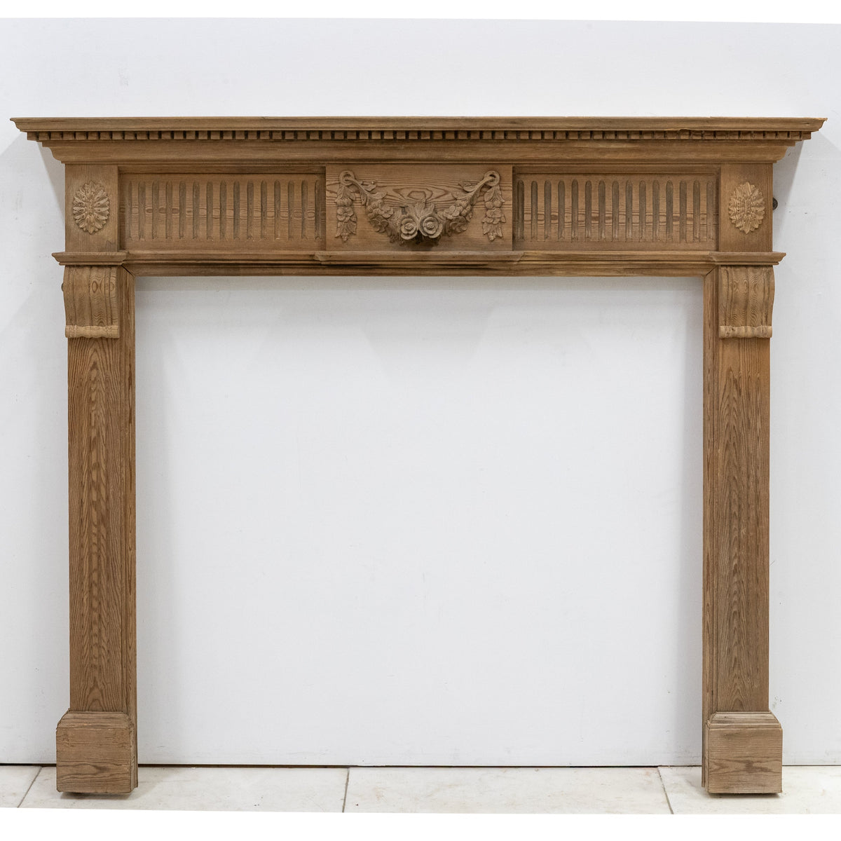 Reclaimed Richly Decorated Wooden Fireplace Surround