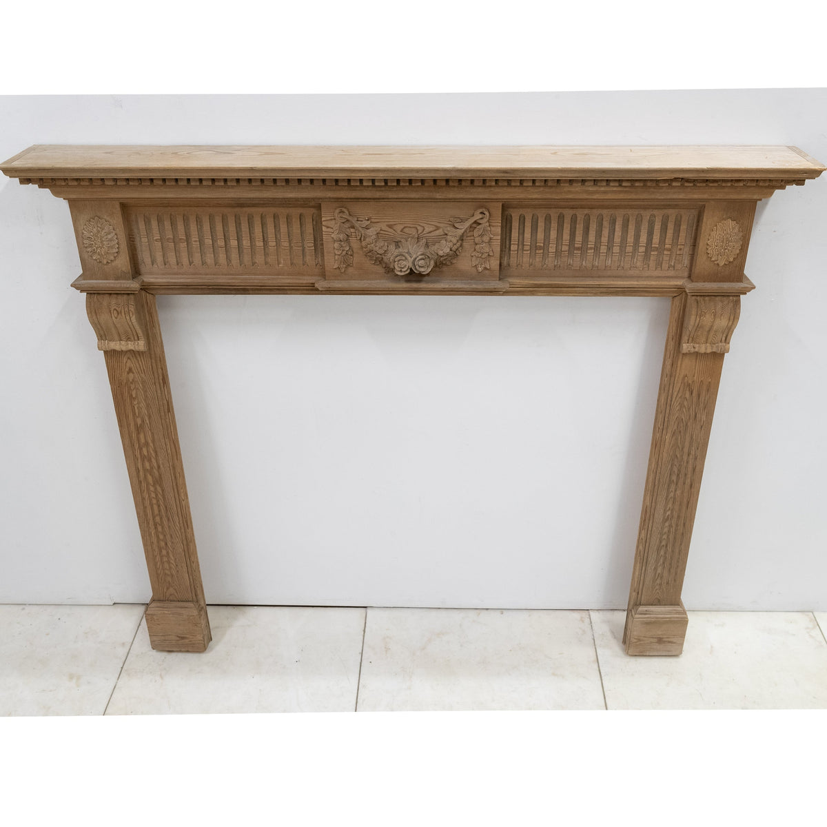 Reclaimed Richly Decorated Wooden Fireplace Surround