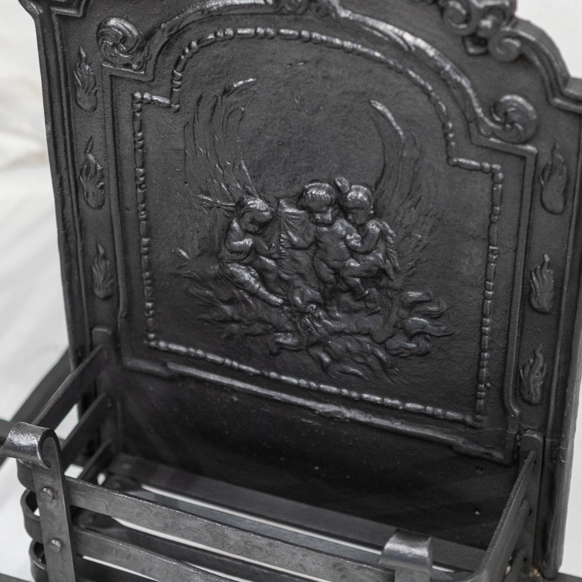 Antique Ornate Fire Basket Grate &amp; Andiron Set | The Architectural Forum