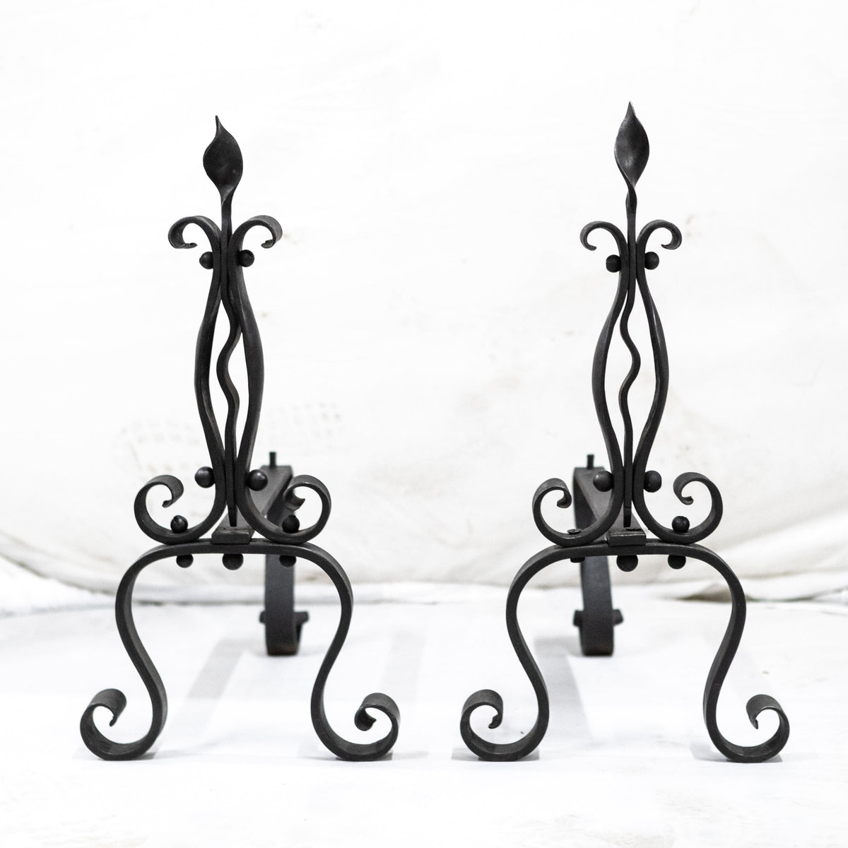 Ornate Antique Wrought Iron Firedogs | The Architectural Forum