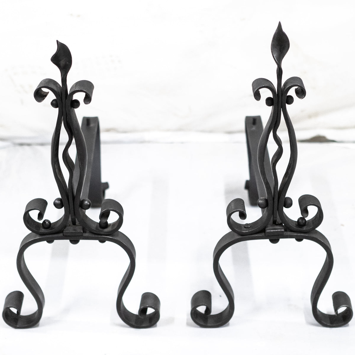 Ornate Antique Wrought Iron Firedogs | The Architectural Forum