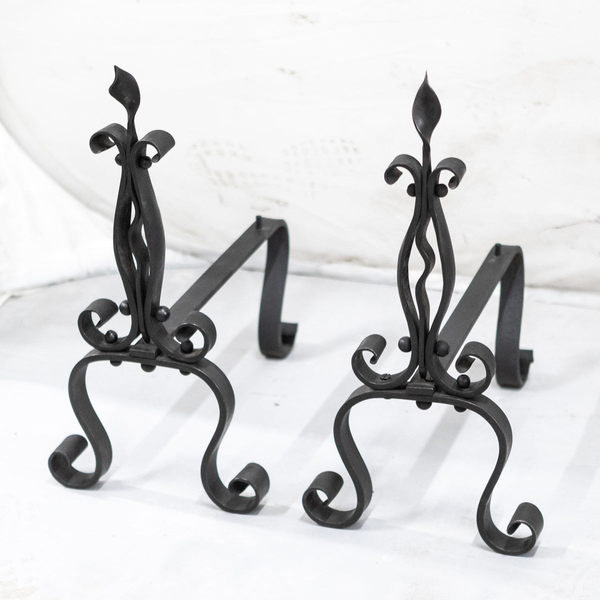 Ornate Antique Wrought Iron Firedogs | The Architectural Forum
