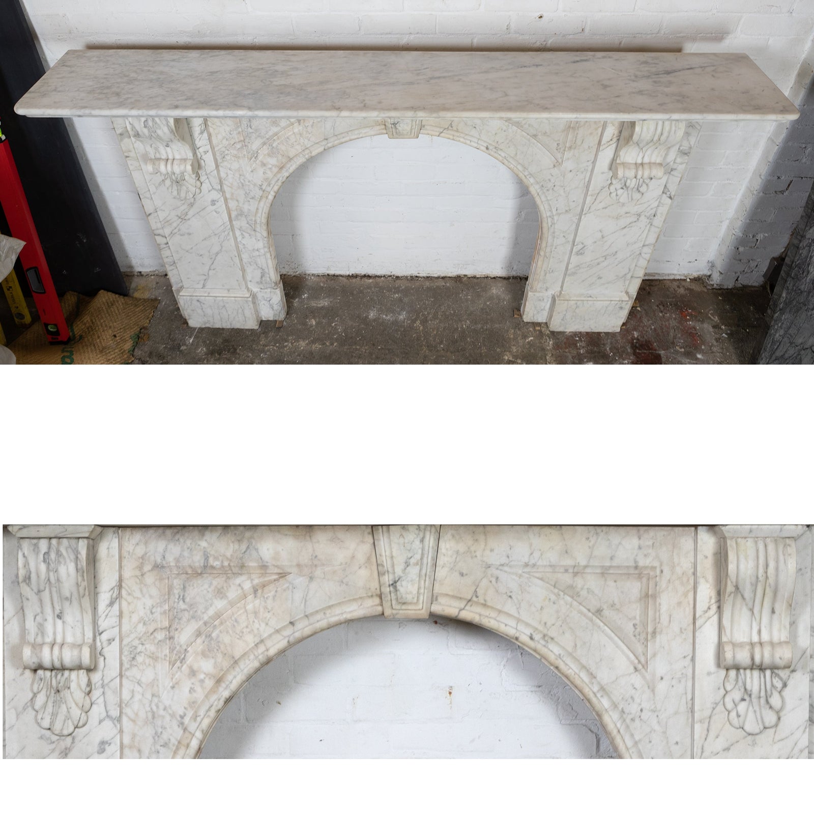 Large Antique Victorian Carrara Marble Arched Chimneypiece | The Architectural Forum
