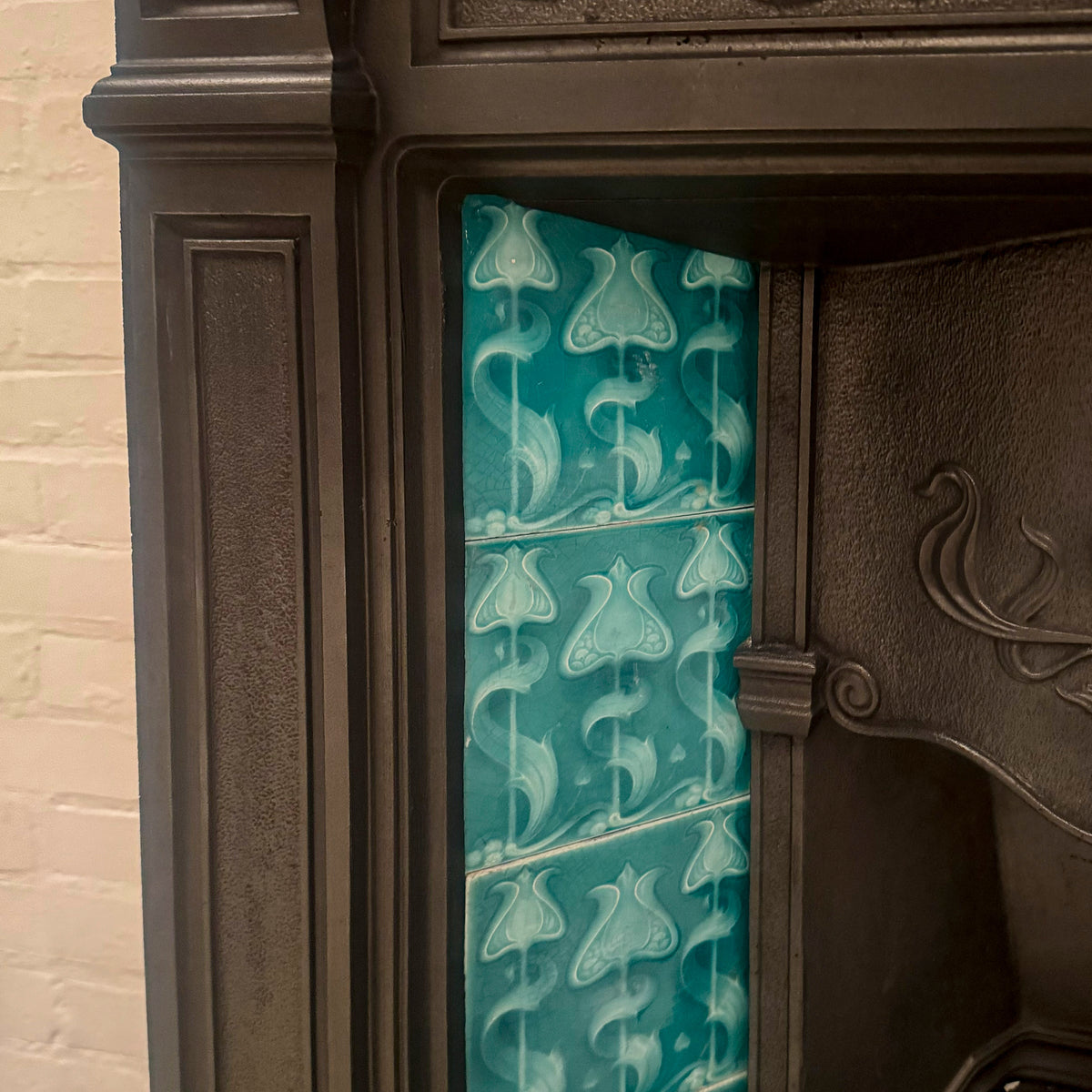 Antique Cast Iron Art Nouveau Combination Fireplace | The Architectural Forum