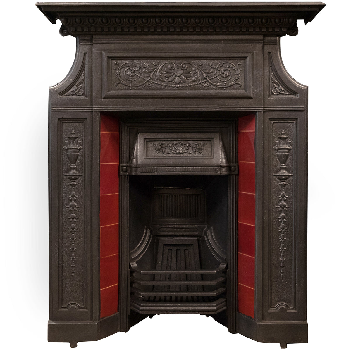 Antique Edwardian Cast Iron Combination Fireplace with Red Tiles | The Architectural Forum
