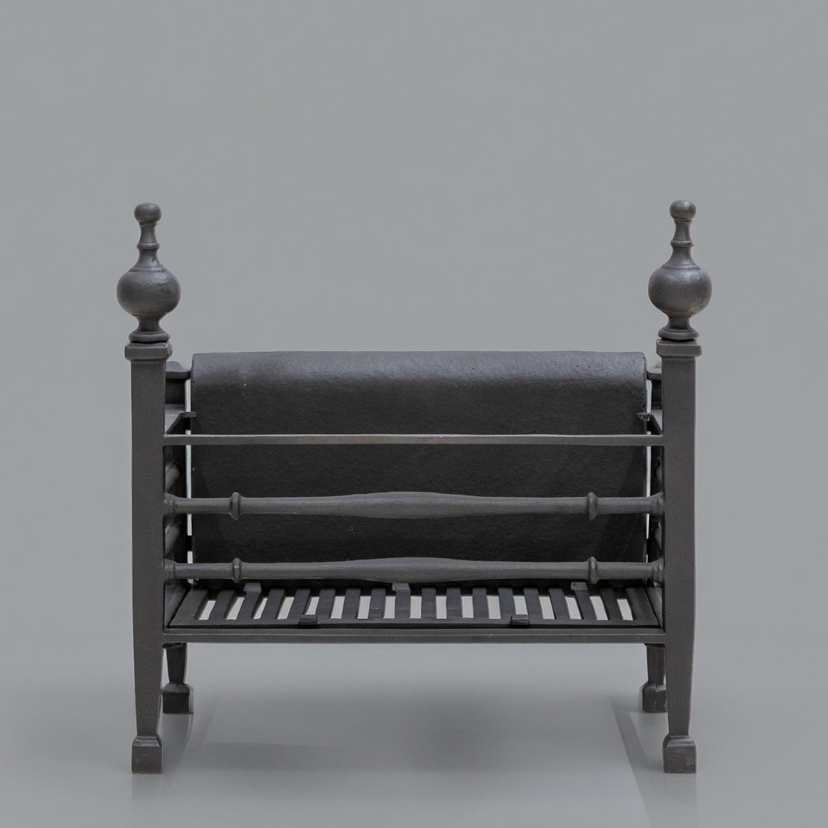 Reclaimed Cast Iron Fire Basket with Finials