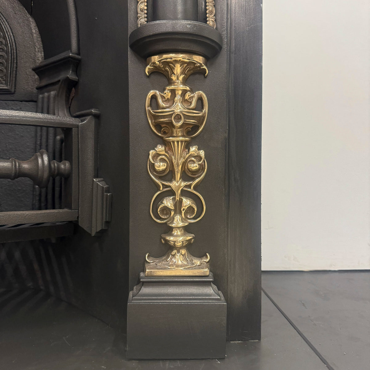 Antique Victorian Arched Cast Iron Insert with Brass | The Architectural Forum