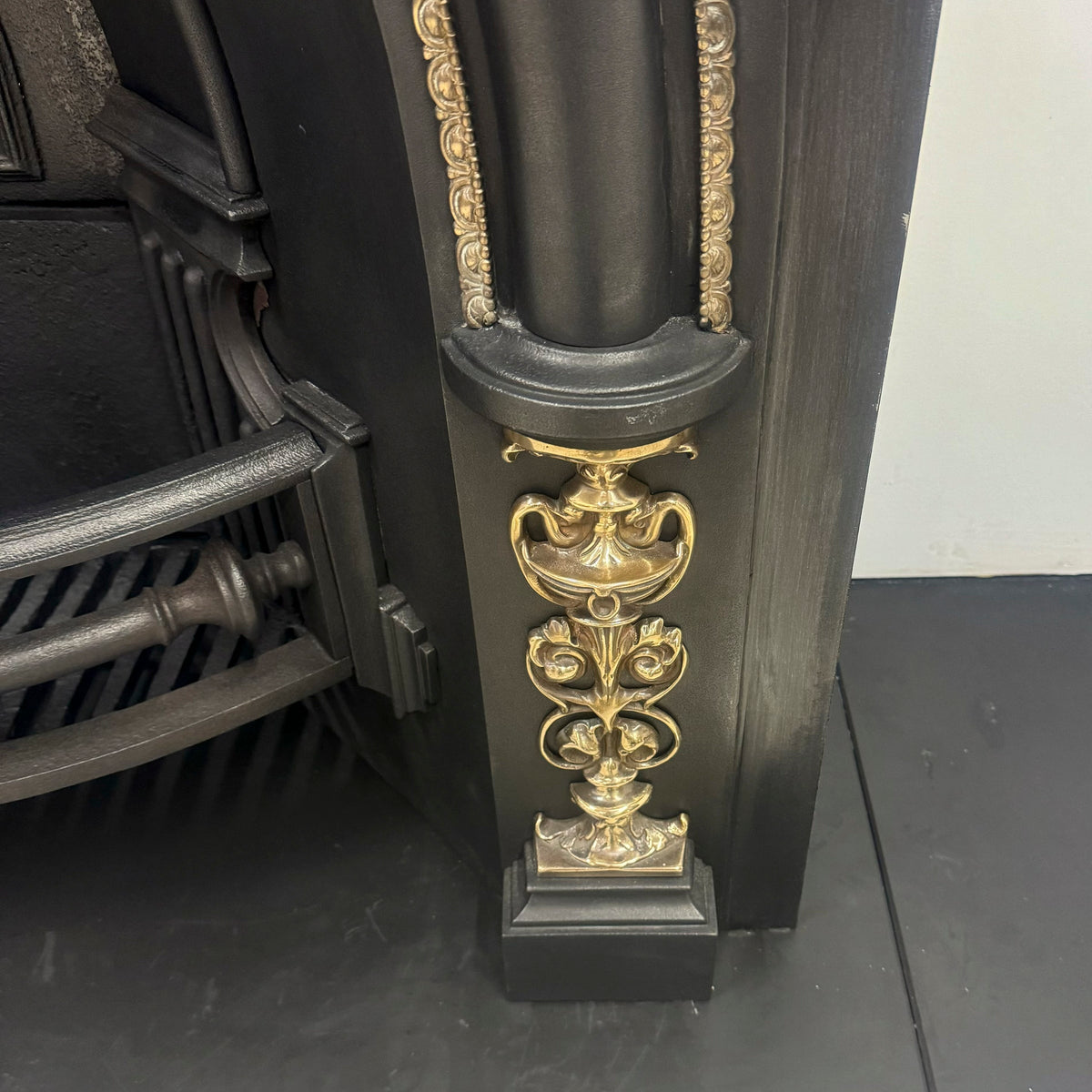 Antique Victorian Arched Cast Iron Insert with Brass | The Architectural Forum