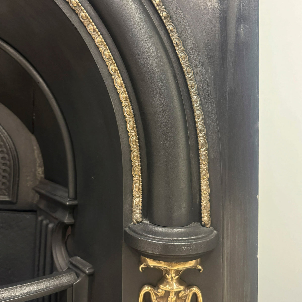 Antique Victorian Arched Cast Iron Insert with Brass | The Architectural Forum