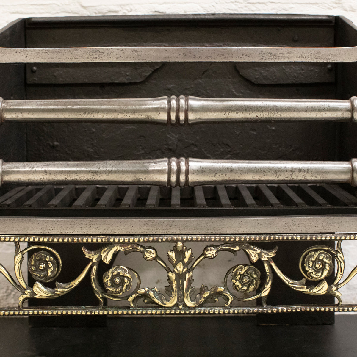 Reclaimed Polished Steel and Brass Cast Iron Fire Basket | The Architectural Forum