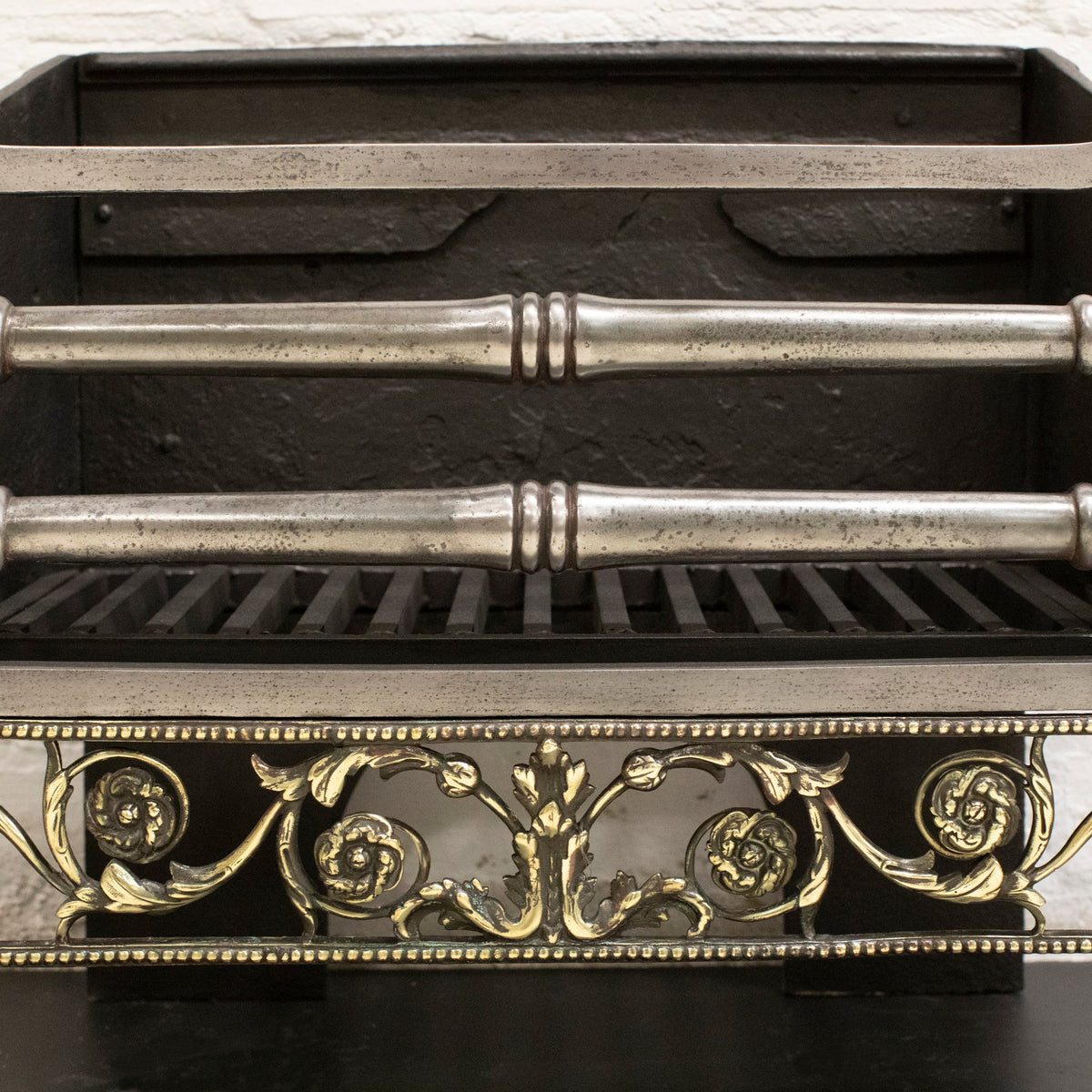 Reclaimed Polished Steel and Brass Cast Iron Fire Basket | The Architectural Forum