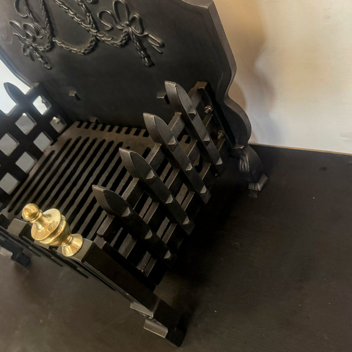 Victorian Cast Iron Fire Basket with Brass Finials | The Architectural Forum