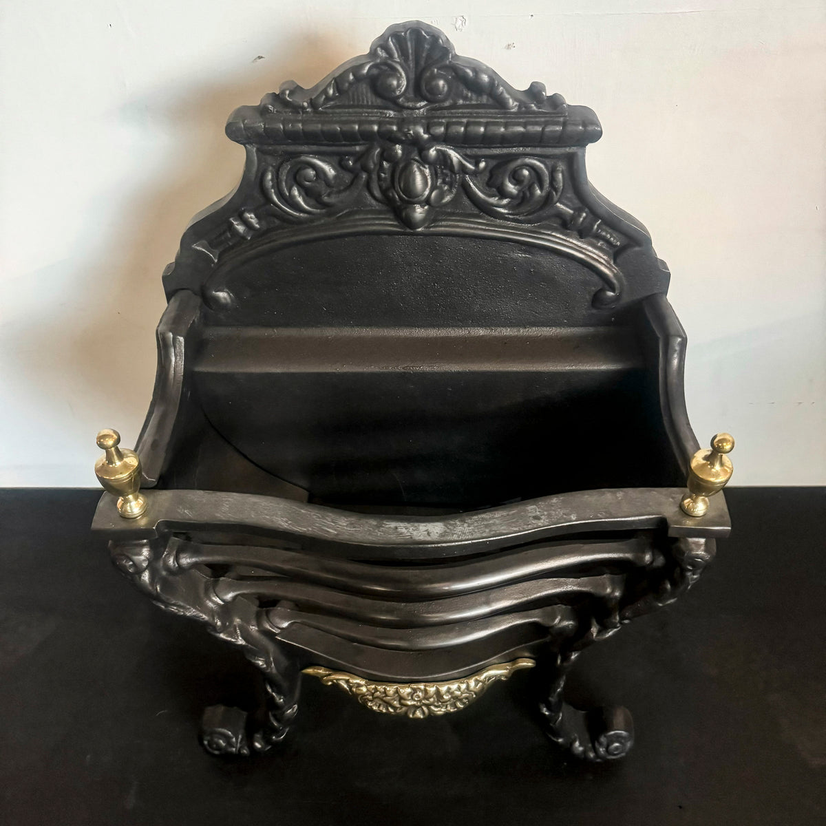 Antique Victorian Cast Iron Brass Fireplace Basket | The Architectural Forum