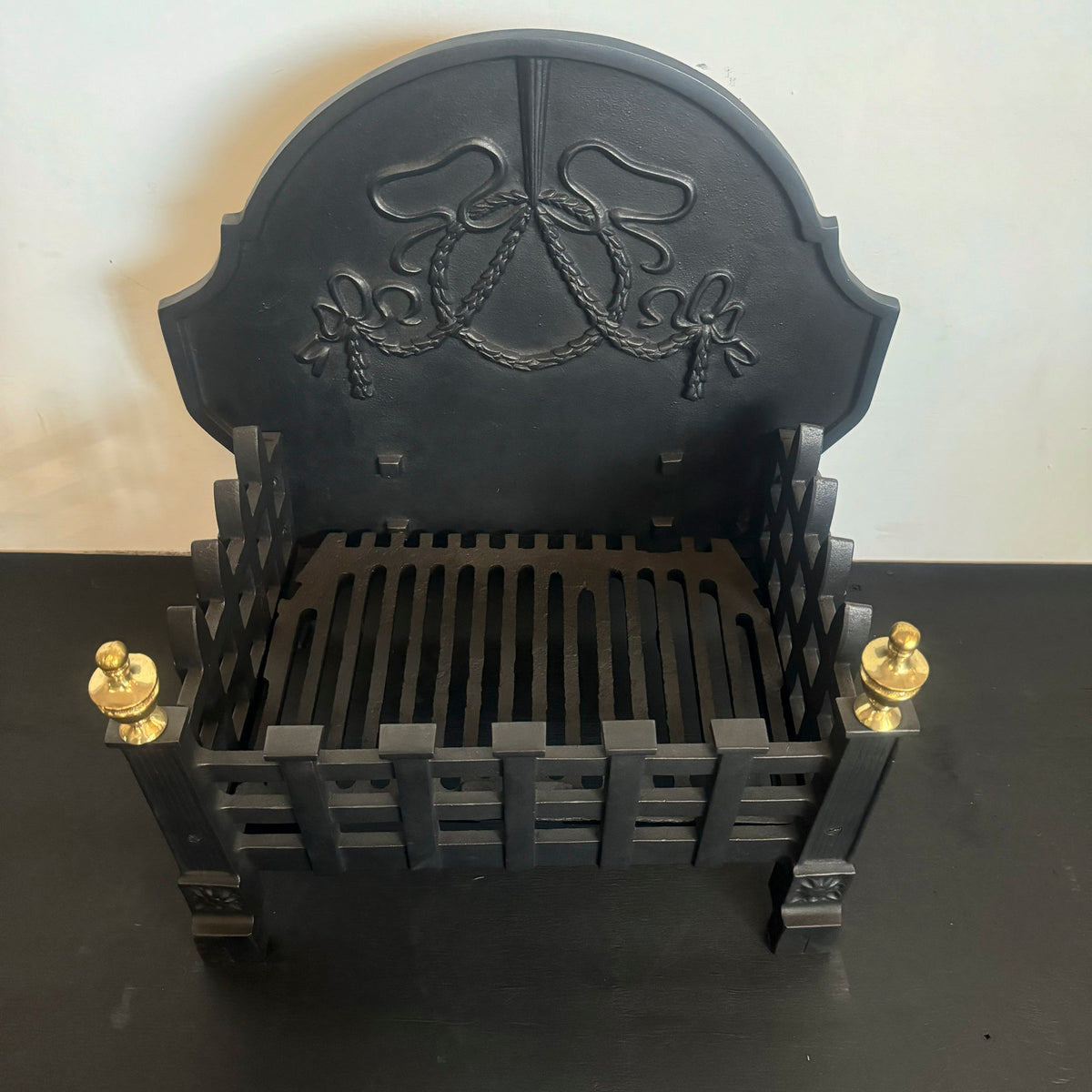 Victorian Cast Iron Fire Basket with Brass Finials | The Architectural Forum