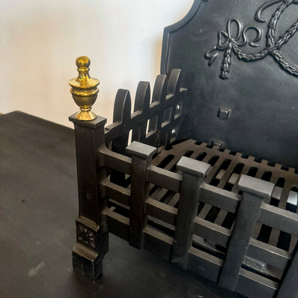 Victorian Cast Iron Fire Basket with Brass Finials | The Architectural Forum