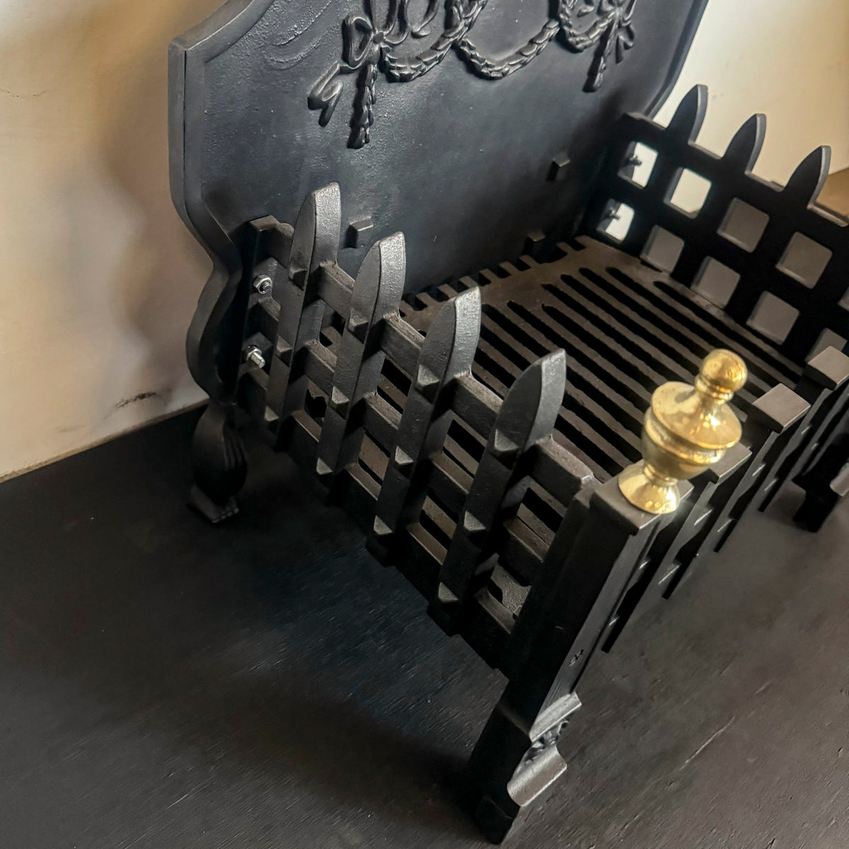 Victorian Cast Iron Fire Basket with Brass Finials | The Architectural Forum