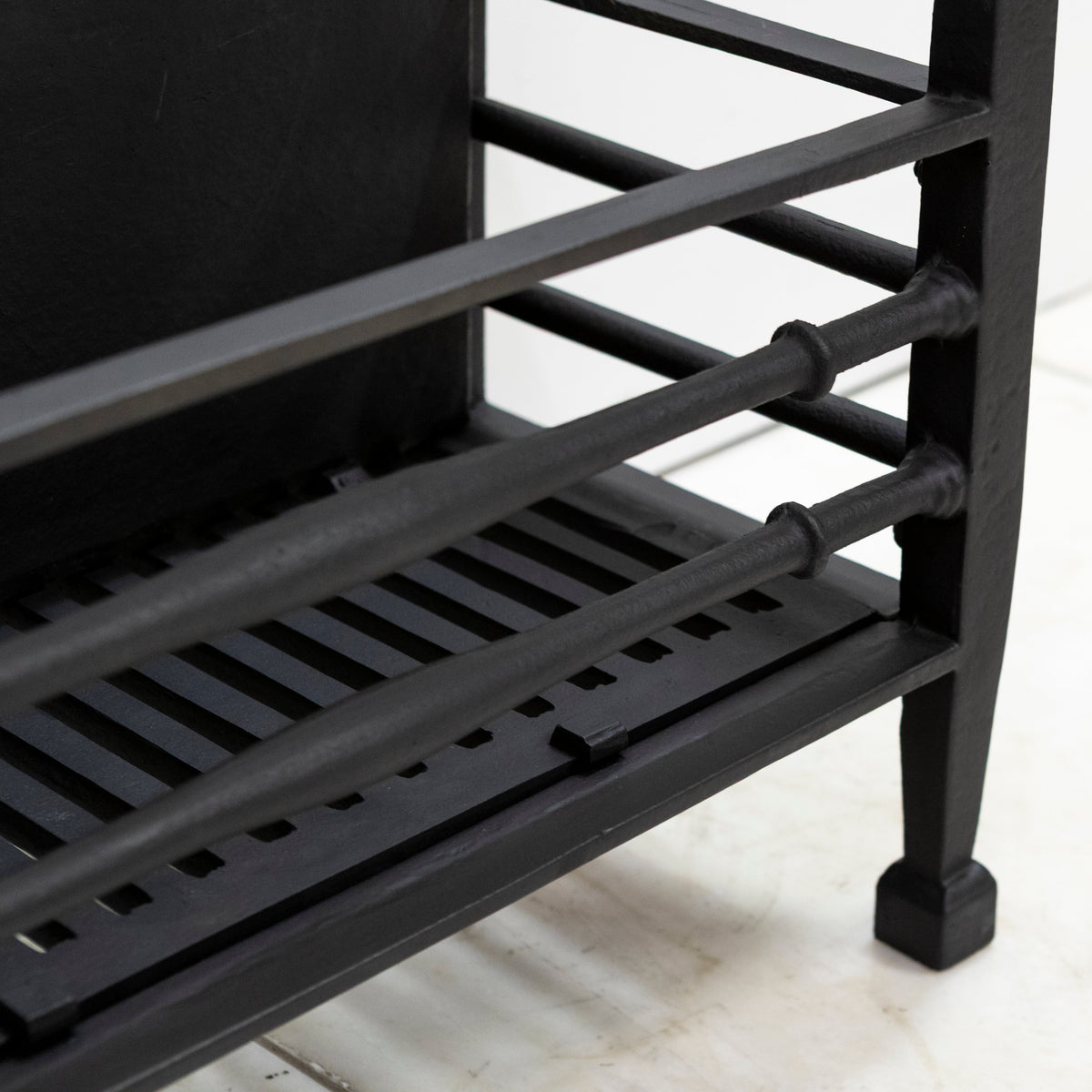 Reclaimed Cast Iron Fire Basket with Finials