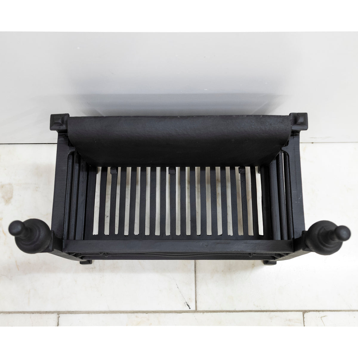 Reclaimed Cast Iron Fire Basket with Finials