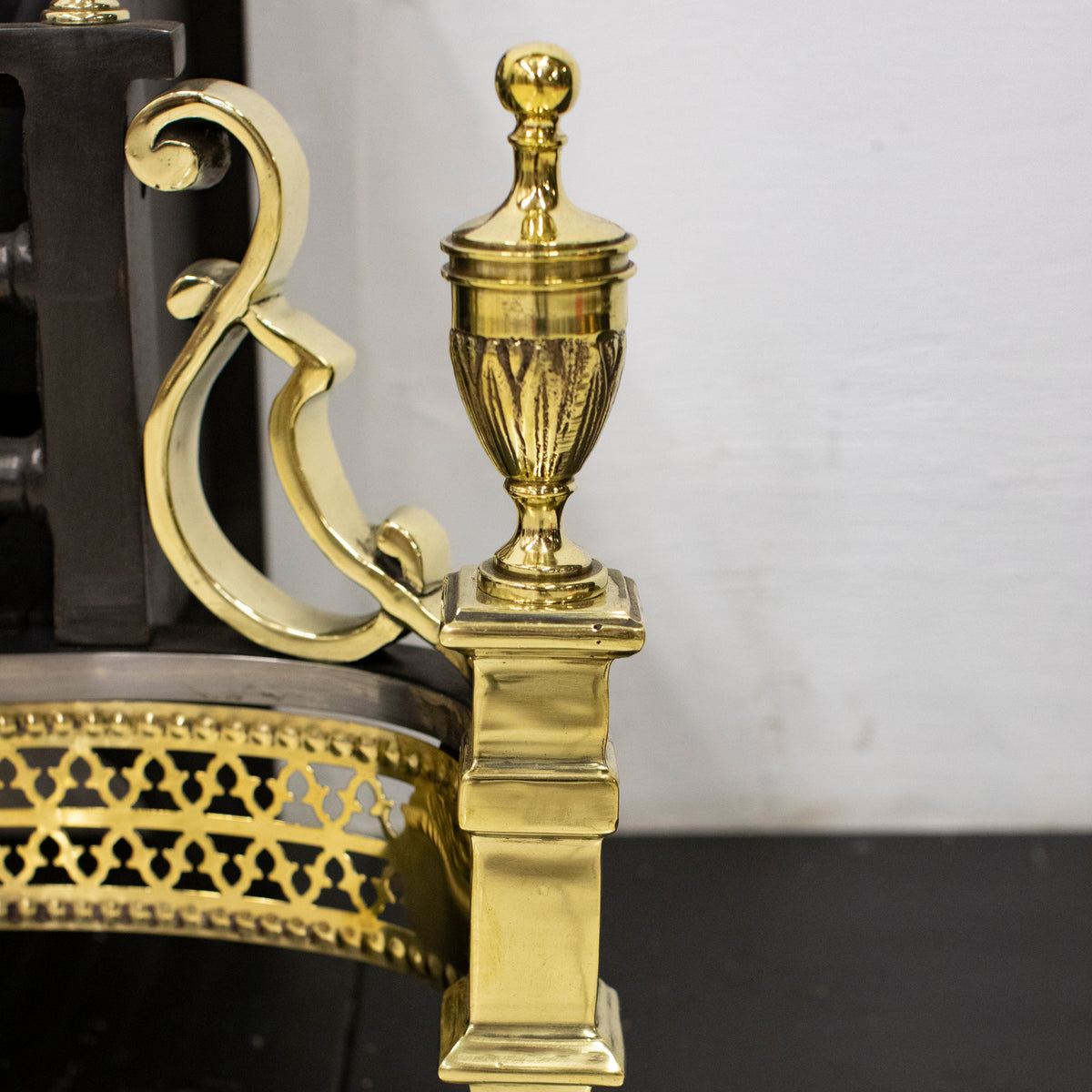 Reclaimed Cast Iron and Brass Fire Basket | The Architectural Forum