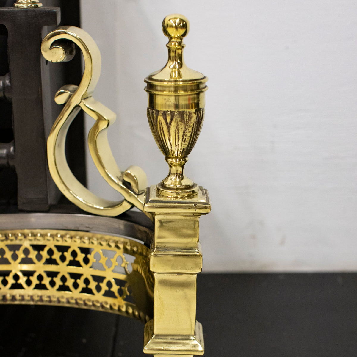Reclaimed Cast Iron and Brass Fire Basket | The Architectural Forum