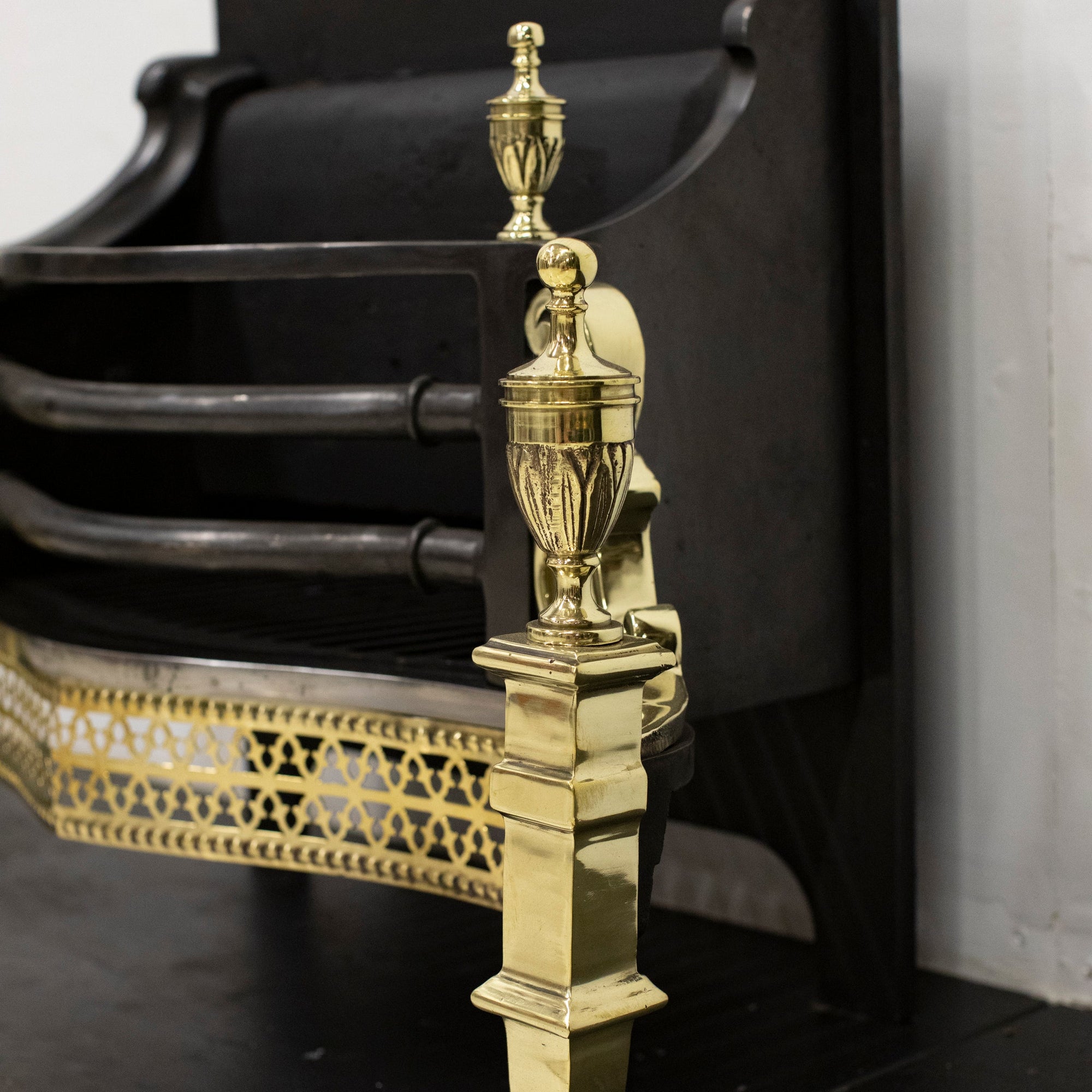 Reclaimed Cast Iron and Brass Fire Basket | The Architectural Forum