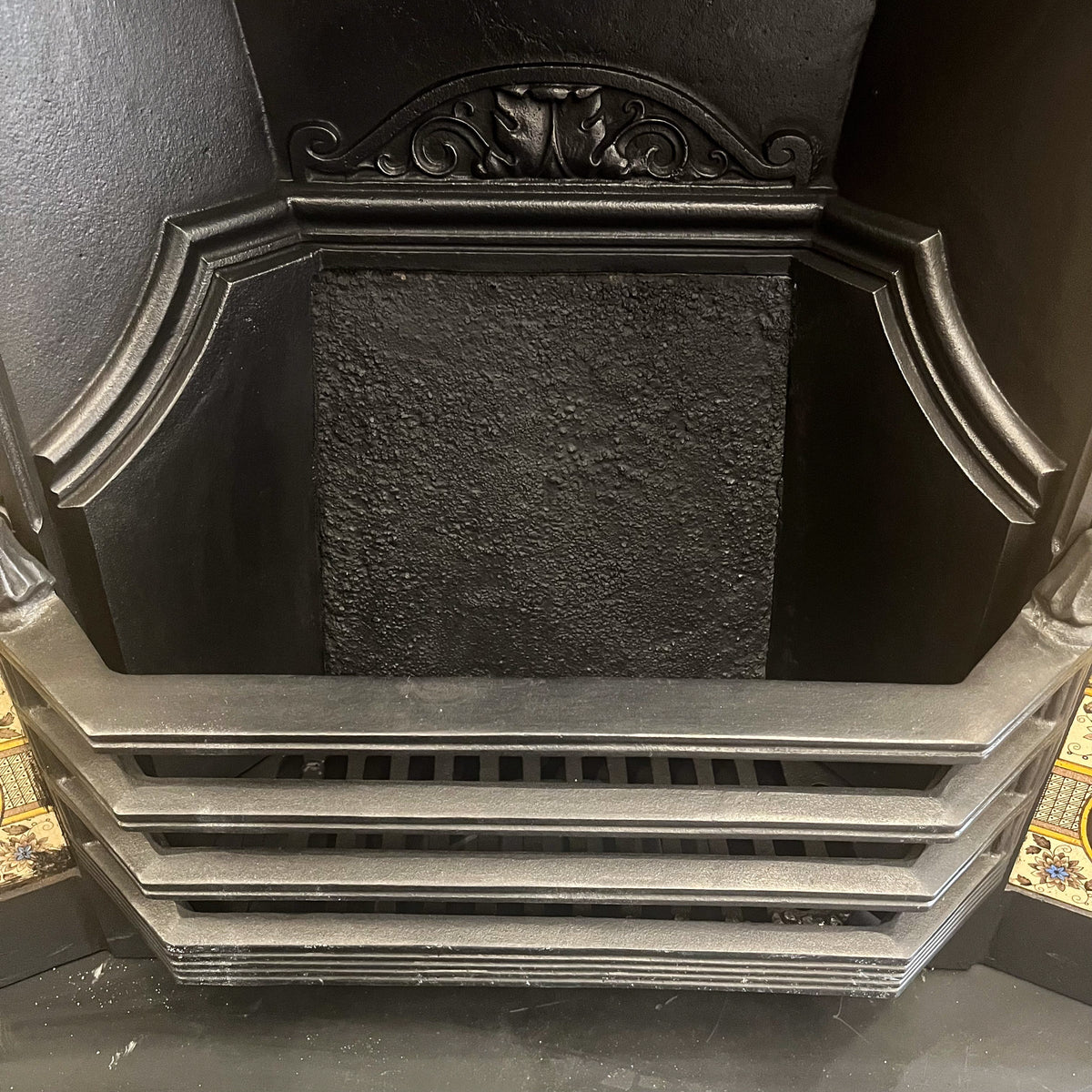 Antique Victorian Cast Iron Floral Tiled Fireplace Insert | The Architectural Forum