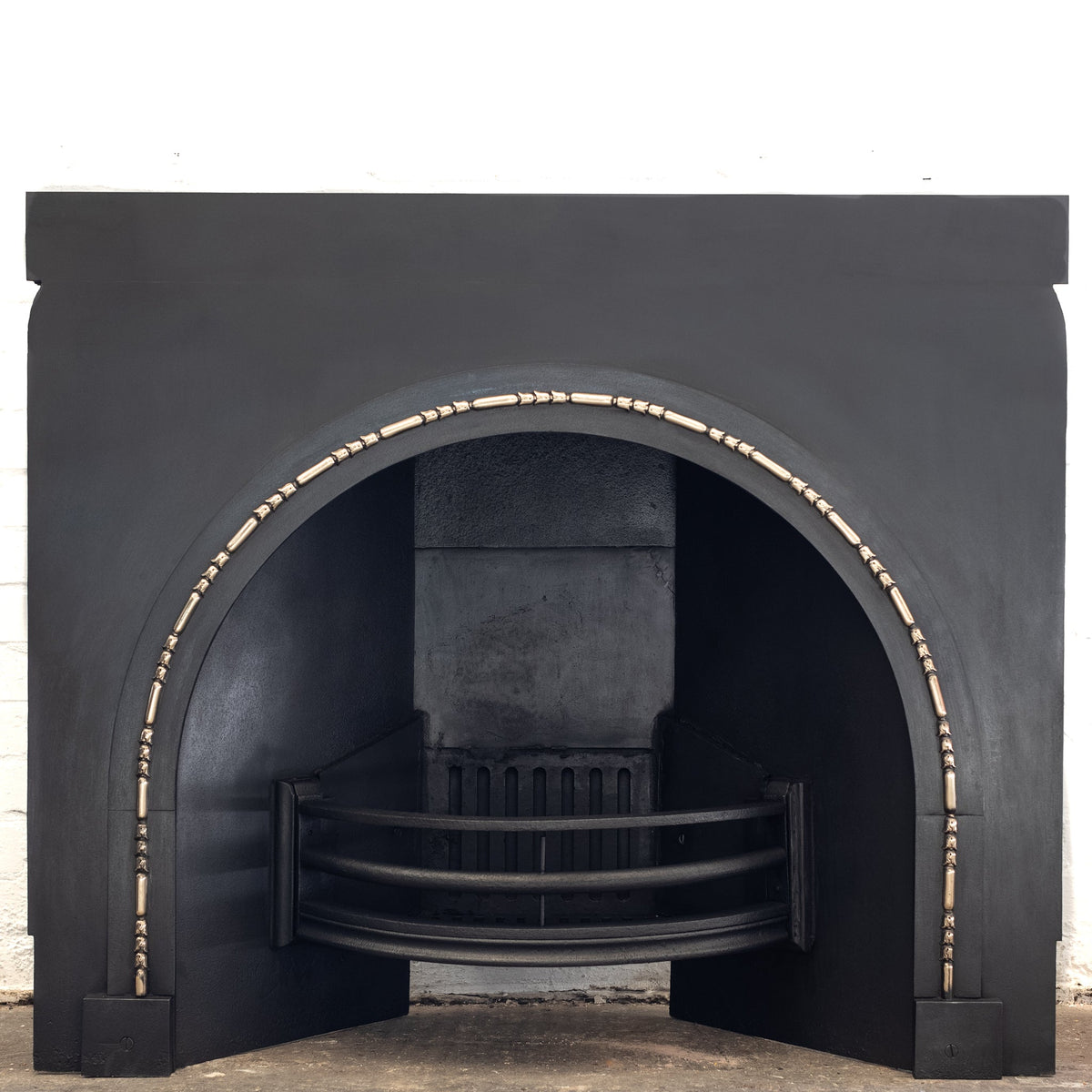 Antique Arched Cast Iron Insert with Brass | The Architectural Forum