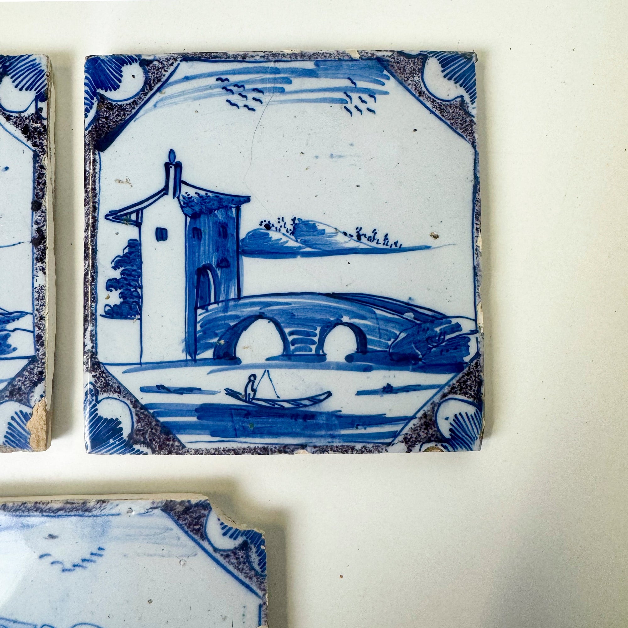 3 Antique 18th Century Dutch Delft Tiles | The Architectural Forum