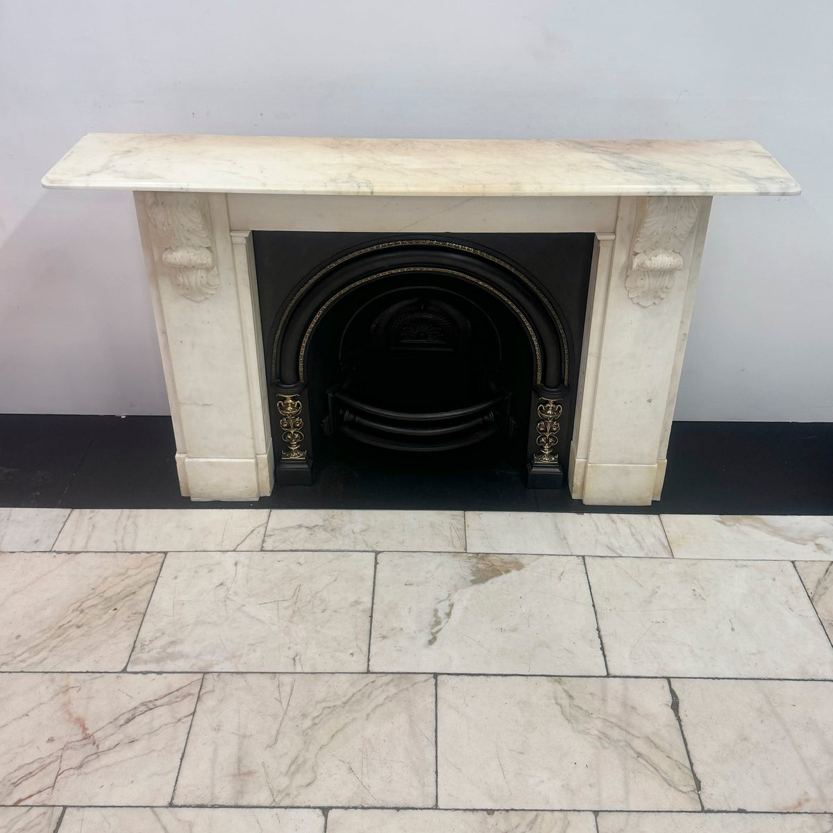 Antique Victorian Statuary Marble Chimneypiece with Carved Corbels | The Architectural Forum