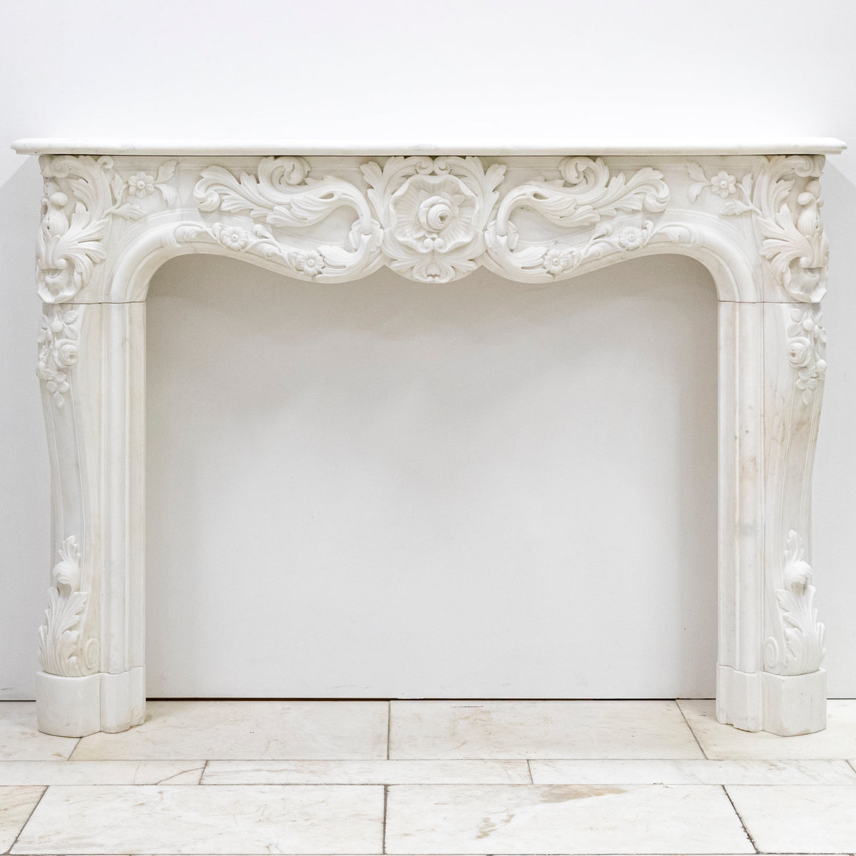 Ornate French Louis Style Statuary Marble Fireplace Surround | The Architectural Forum