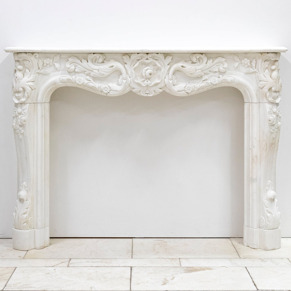 Ornate French Louis Style Statuary Marble Fireplace Surround | The Architectural Forum