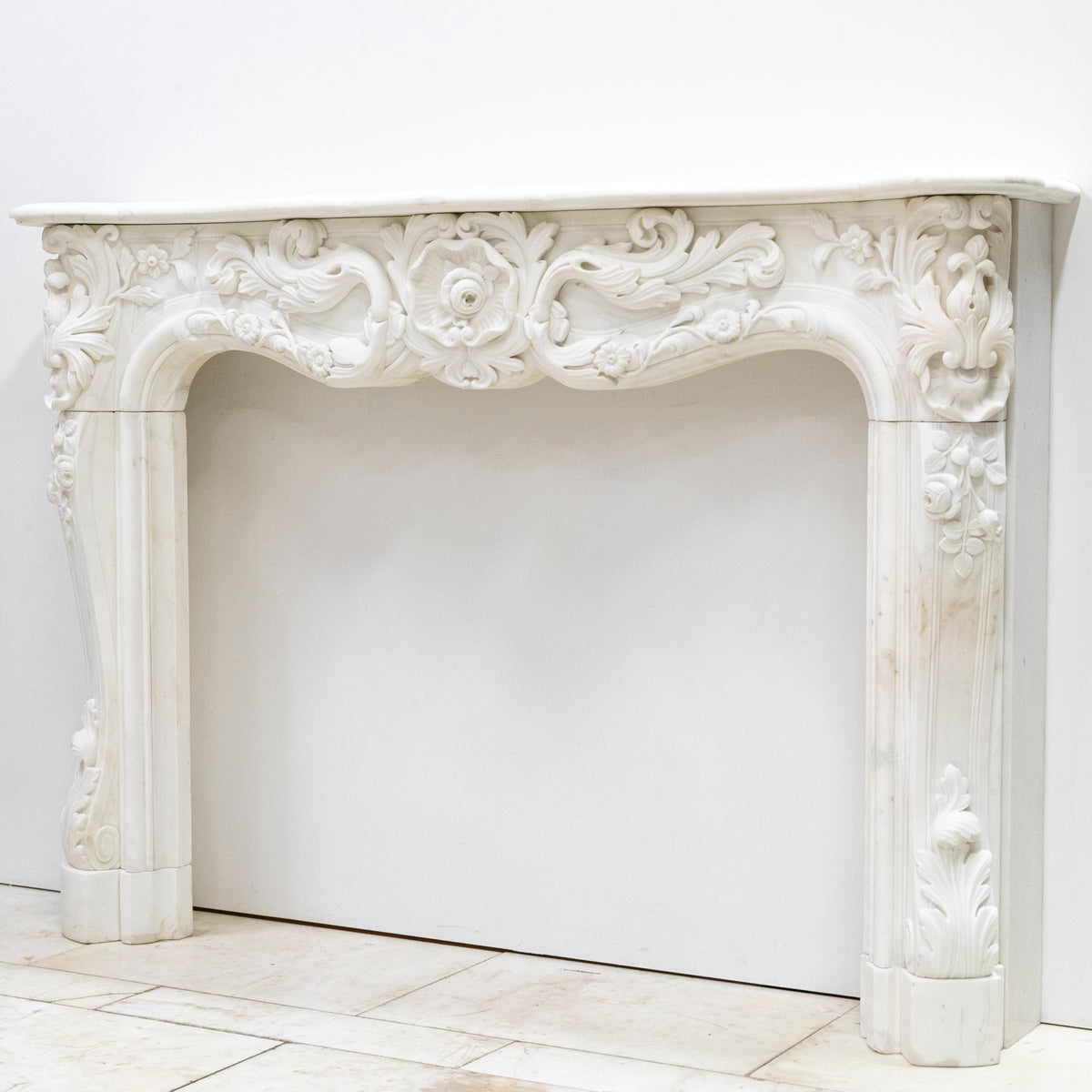 Ornate French Louis Style Statuary Marble Fireplace Surround | The Architectural Forum