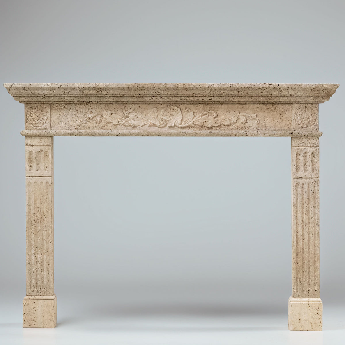 Antique Rustic Travertine Fireplace Surround