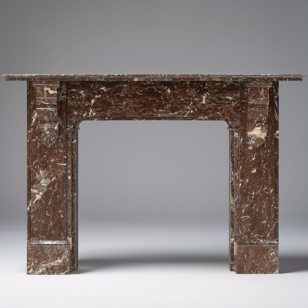 Large Antique Late Victorian Rouge Marble Fireplace Surround with Corbels | The Architectural Forum