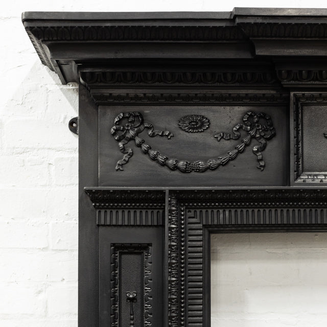 Antique Ornate Victorian Cast Iron Fireplace Surround