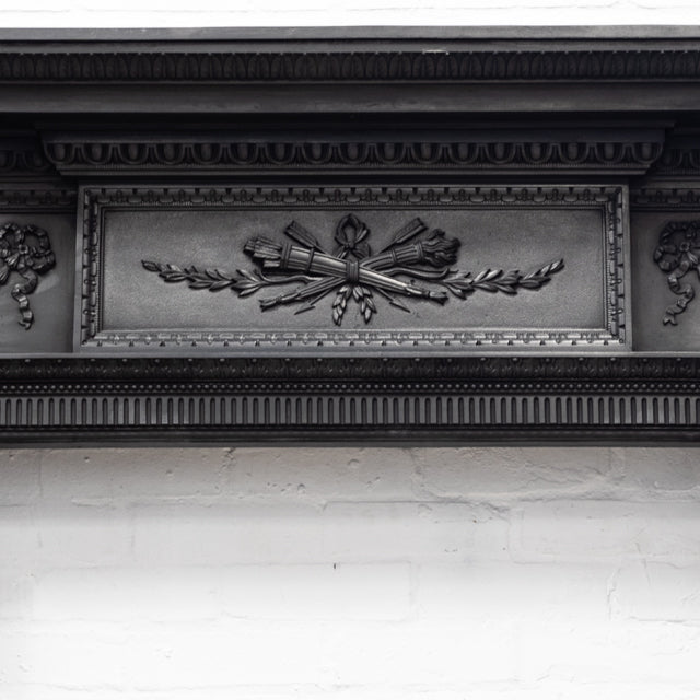 Antique Ornate Victorian Cast Iron Fireplace Surround