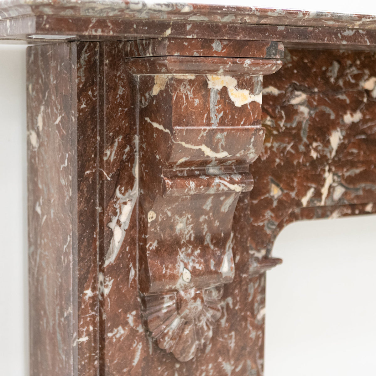 Large Antique Late Victorian Rouge Marble Fireplace Surround with Corbels | The Architectural Forum