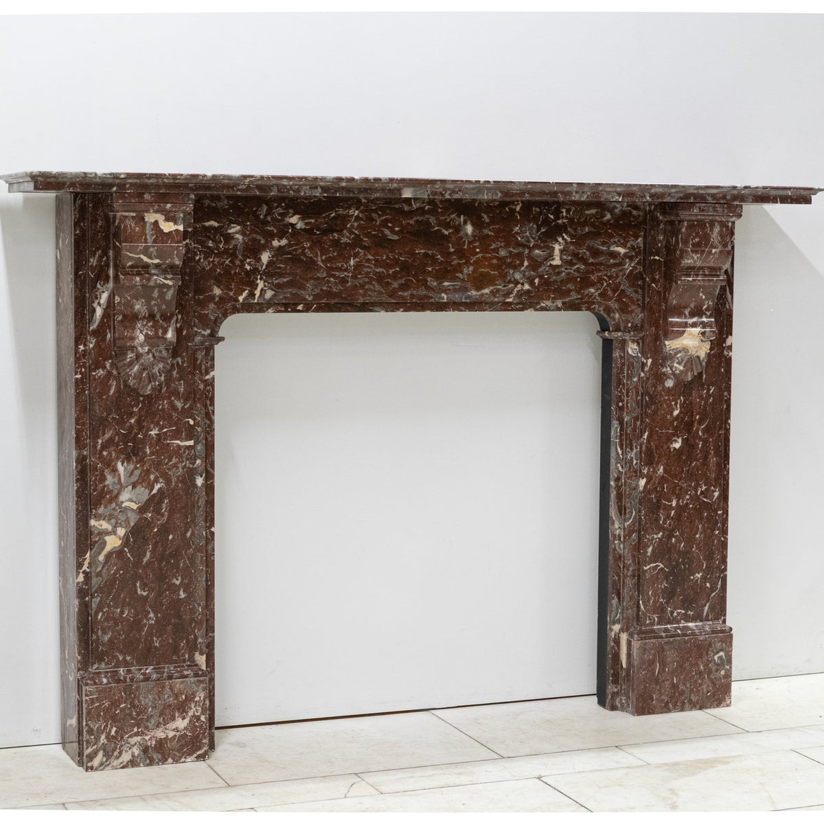 Large Antique Late Victorian Rouge Marble Fireplace Surround with Corbels | The Architectural Forum
