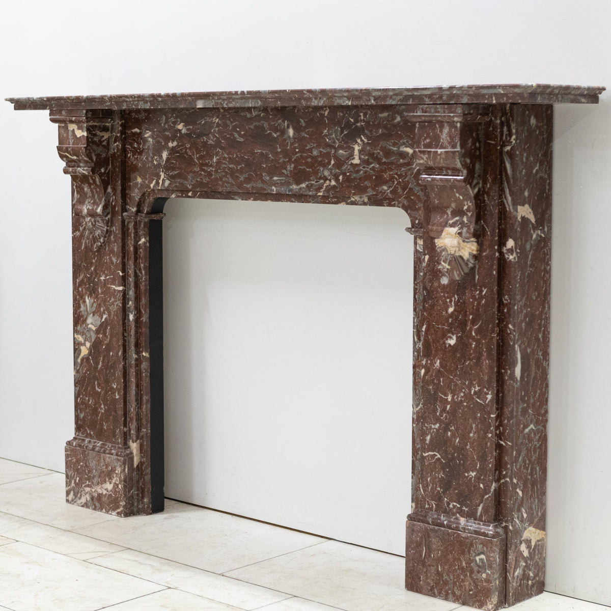 Large Antique Late Victorian Rouge Marble Fireplace Surround with Corbels | The Architectural Forum