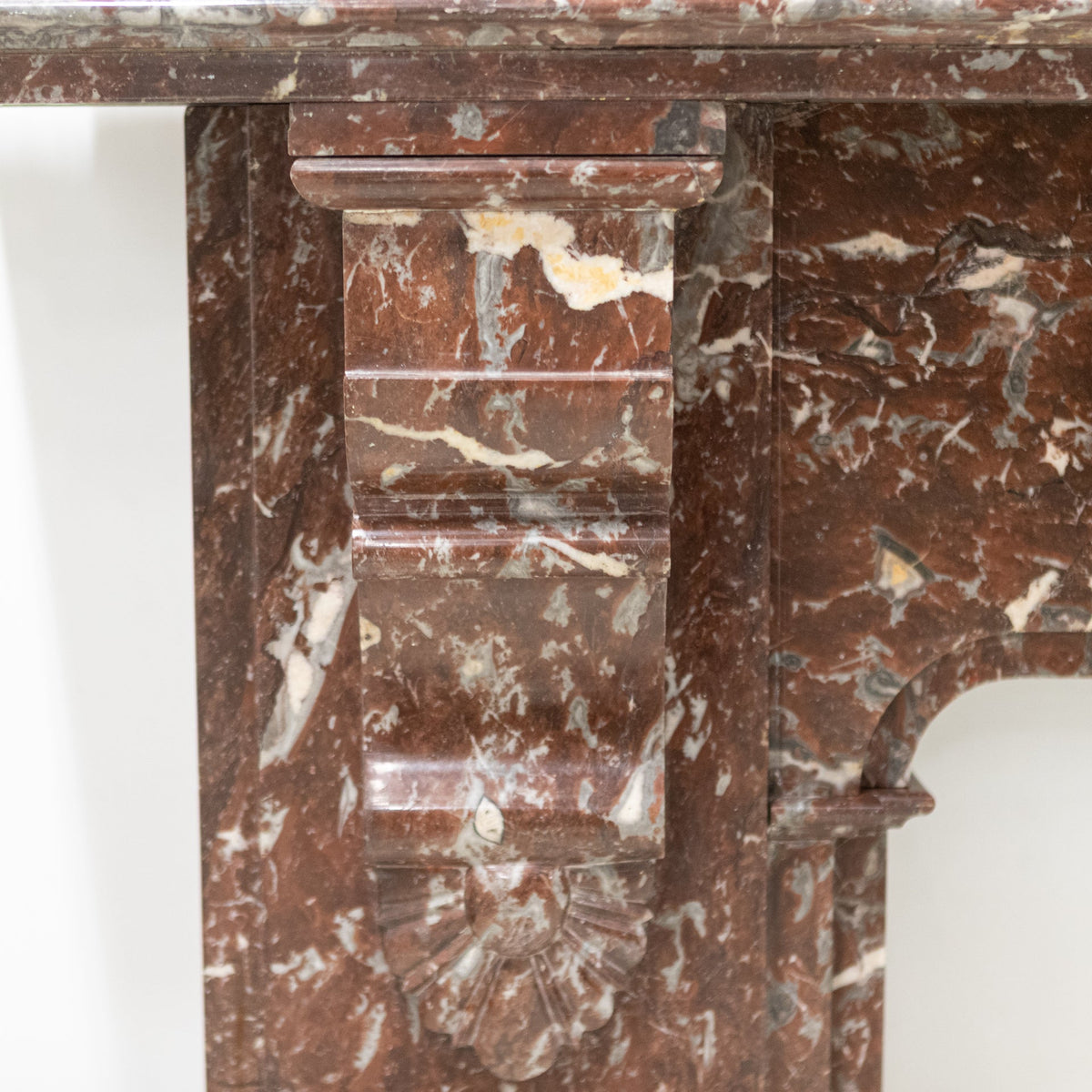 Large Antique Late Victorian Rouge Marble Fireplace Surround with Corbels | The Architectural Forum