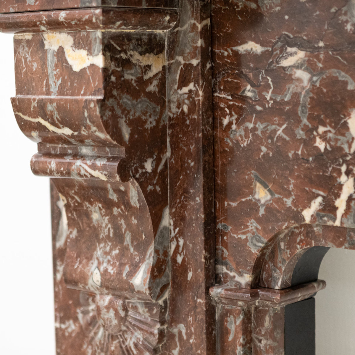 Large Antique Late Victorian Rouge Marble Fireplace Surround with Corbels | The Architectural Forum