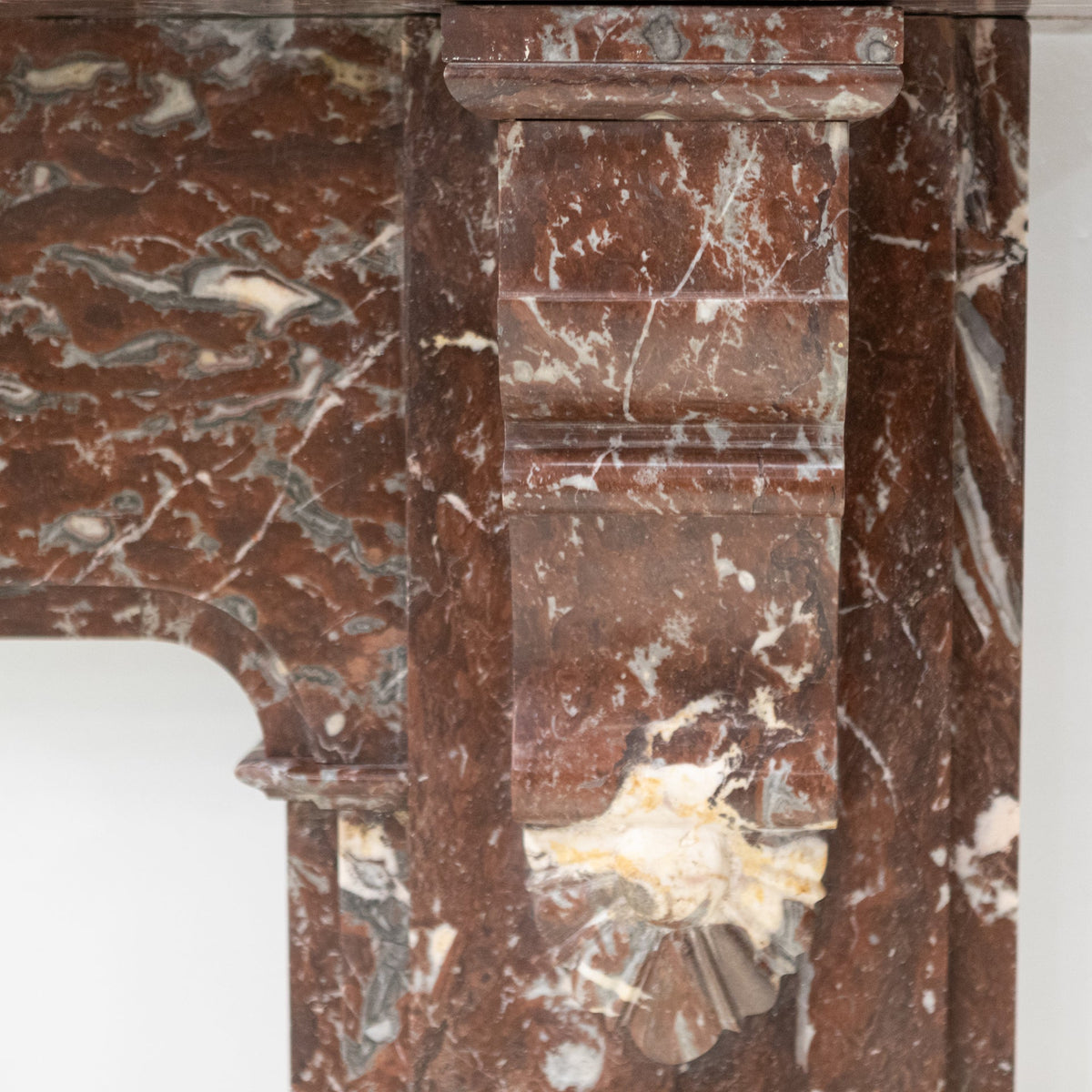 Large Antique Late Victorian Rouge Marble Fireplace Surround with Corbels | The Architectural Forum