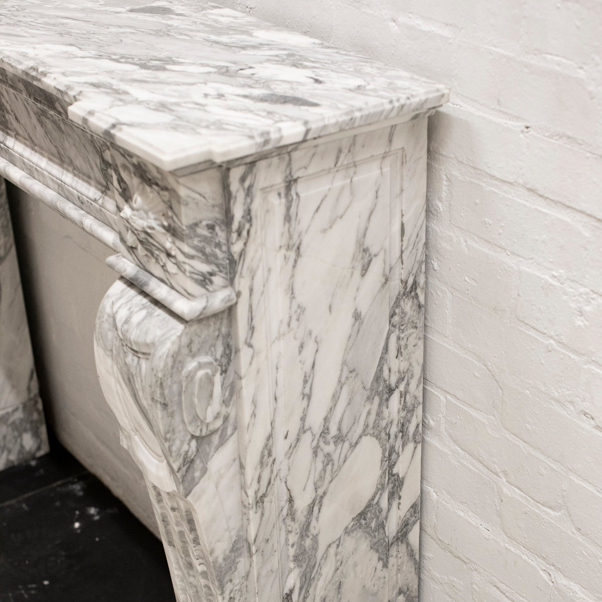 Louis XVI Style Italian Arabescato Marble Fireplace | The Architectural Forum