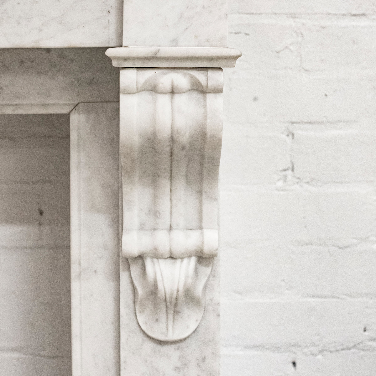 Antique 19th Century French Style Carved Marble Fireplace in Carrara Marble | The Architectural Forum