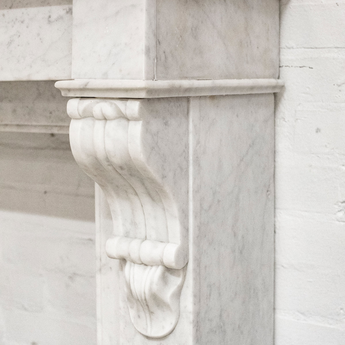Antique 19th Century French Style Carved Marble Fireplace in Carrara Marble | The Architectural Forum