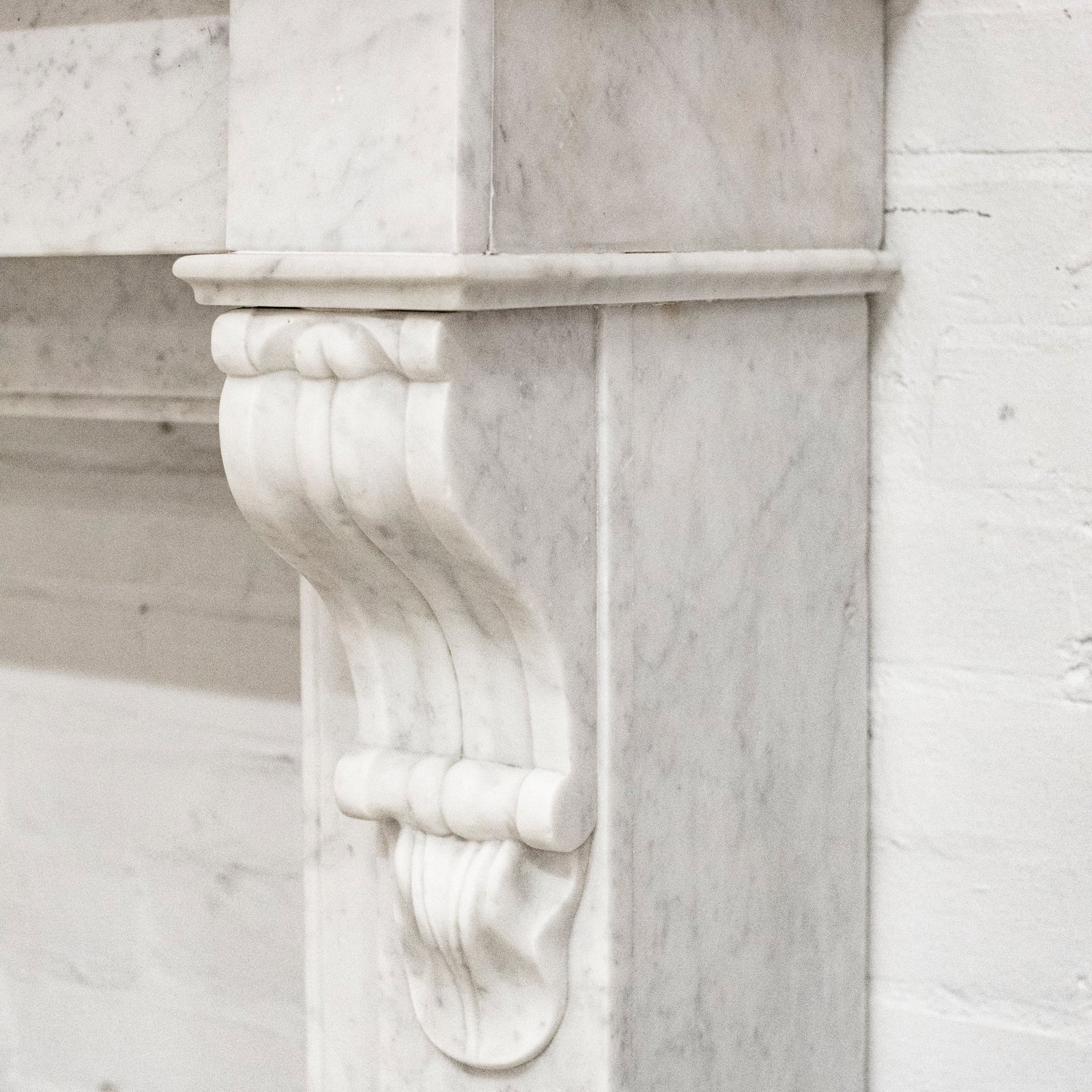 Antique 19th Century French Style Carved Marble Fireplace in Carrara Marble | The Architectural Forum